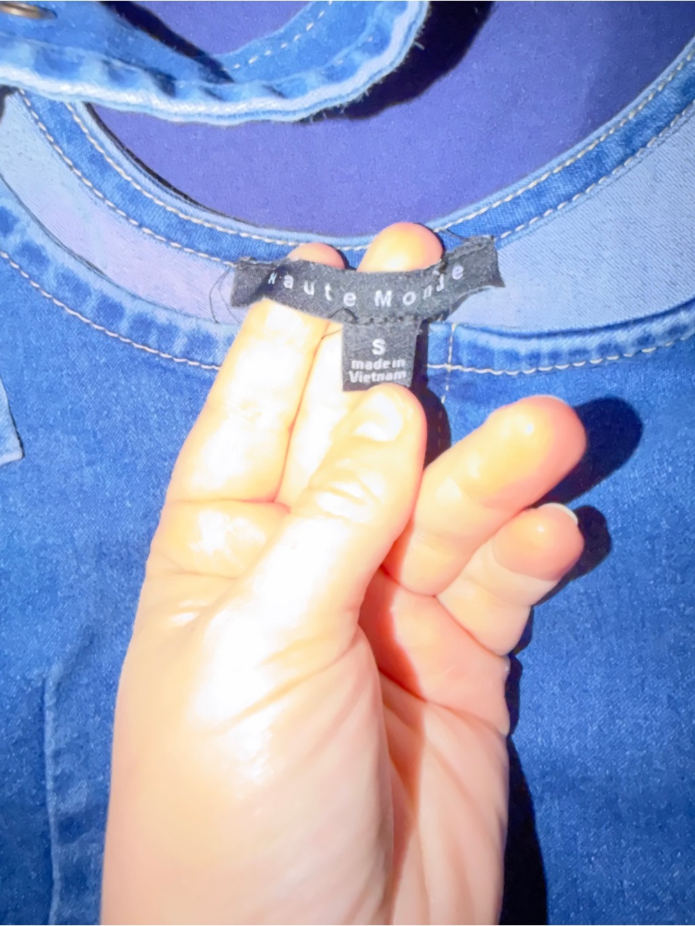 Haute Monde Royal Blue Denim mini dress - Picture 3 of 4